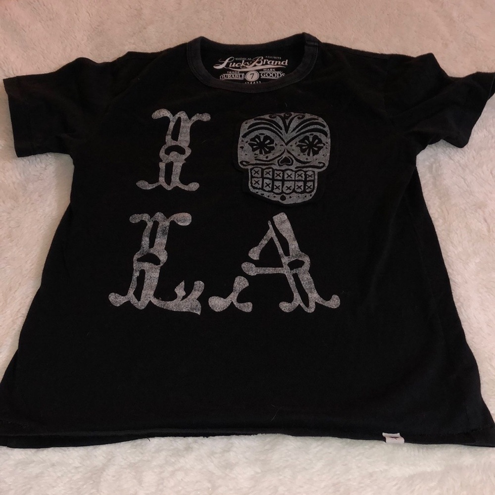 Kids Lucky Brand Tee Shirt size 7 Skull / Halloween
